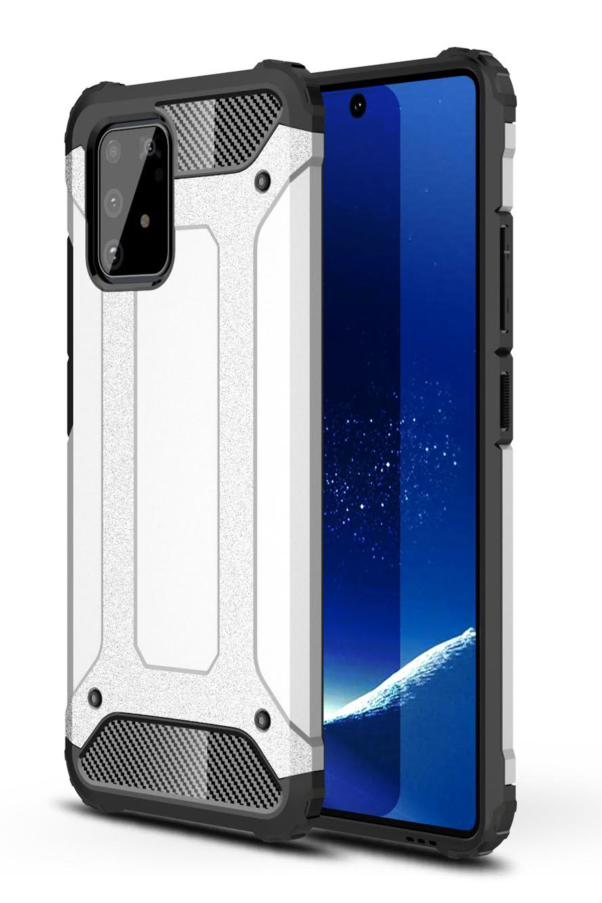  Samsung Galaxy A91 / S10 Lite Kılıf Tank Silikon Kapak - Gümüş