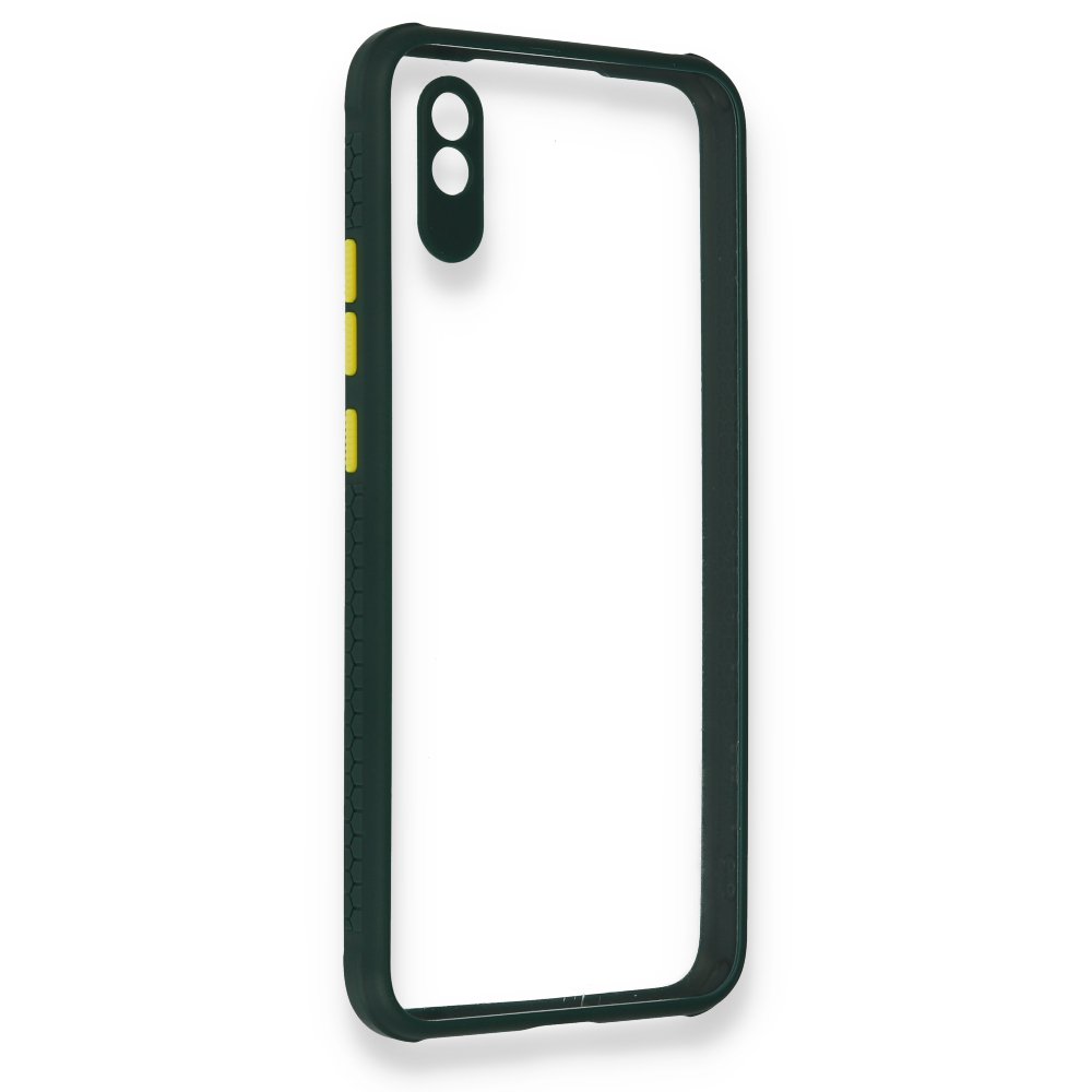 Redmi 9A Kılıf Miami Şeffaf Silikon - Koyu Yeşil Redmi 9A Kılıf Miami Şeffaf Silikon - Koyu Yeşil