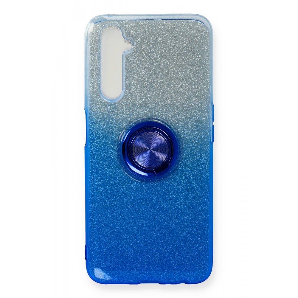 Realme 6 Pro Kılıf Simli Yüzüklü Silikon - Mavi  Realme 6 Pro Kılıf Simli Yüzüklü Silikon - Mavi