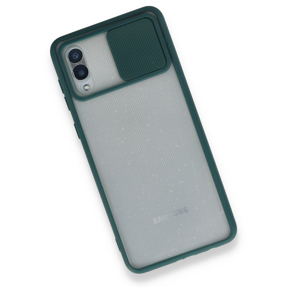  Samsung Galaxy A02 Kılıf Palm Buzlu Kamera Sürgülü Silikon - Yeşil