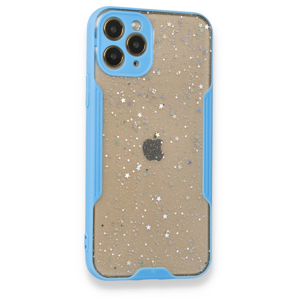  iPhone 12 Pro Kılıf Platin Simli Silikon - Mavi