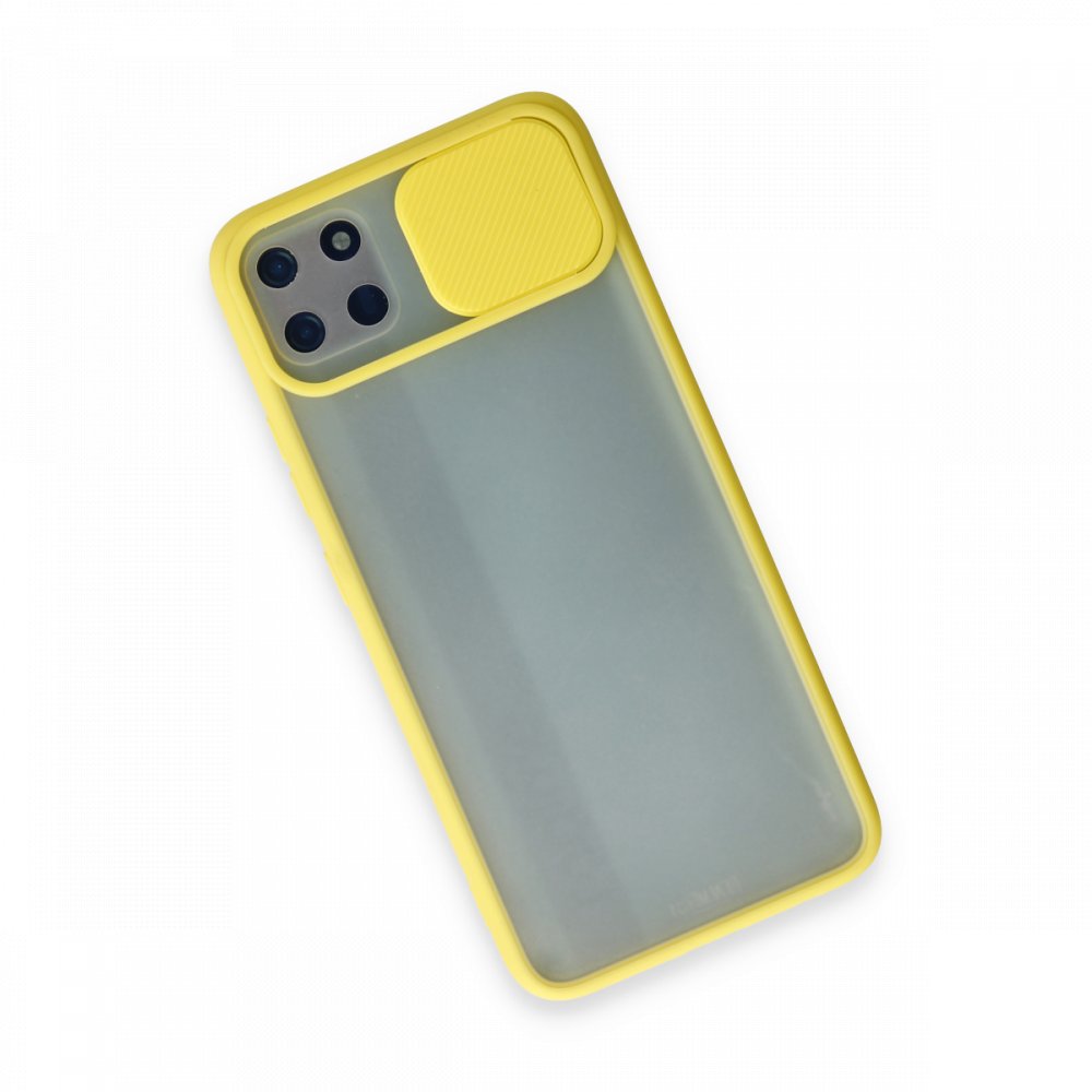  Realme C11 Kılıf Palm Buzlu Kamera Sürgülü Silikon - Sarı