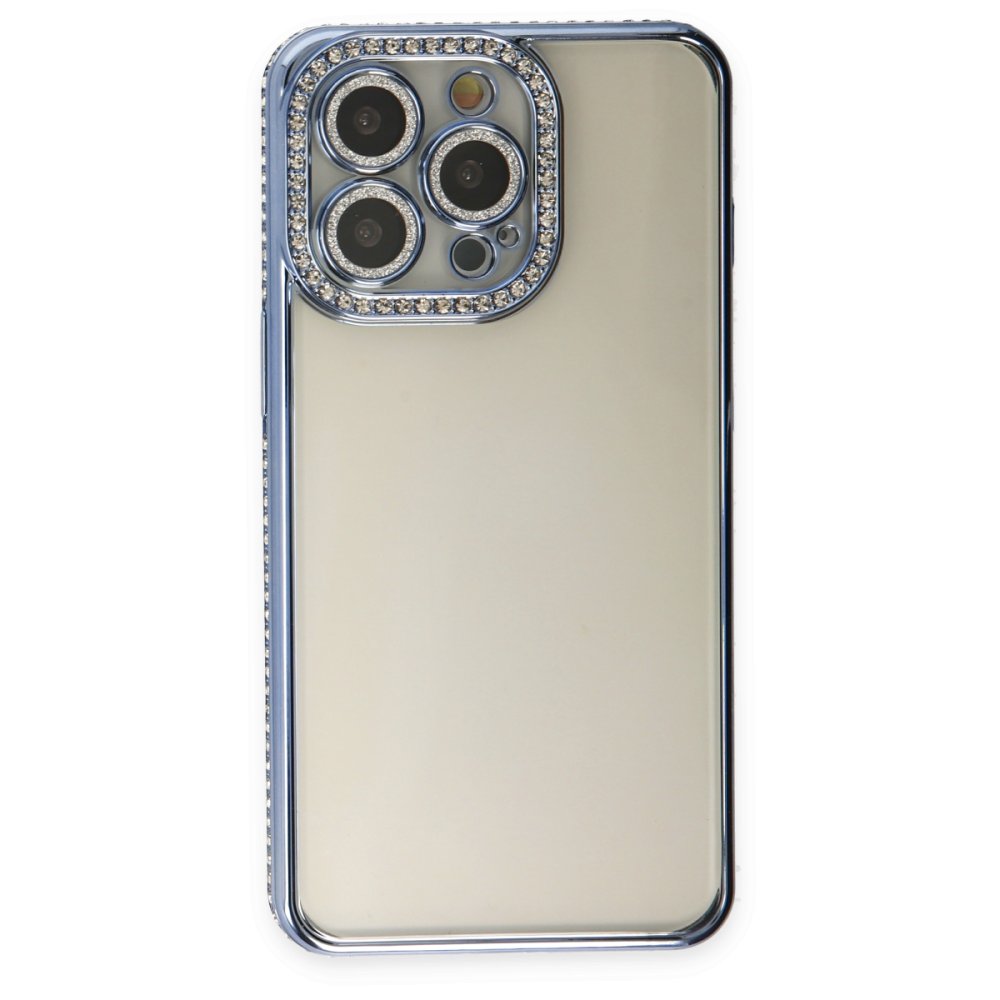 iPhone 14 Pro Kılıf Joke Taşlı Silikon - Mavi  iPhone 14 Pro Kılıf Joke Taşlı Silikon - Mavi