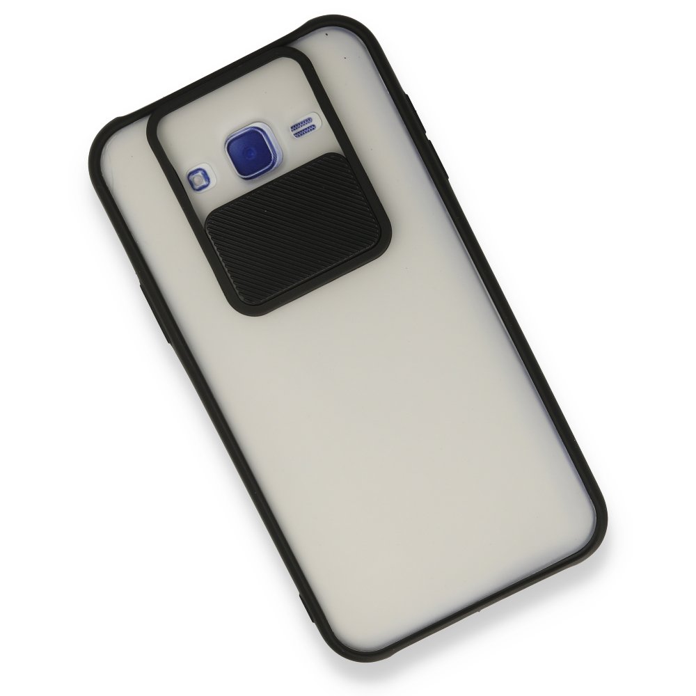  Samsung Galaxy J7 Kılıf Palm Buzlu Kamera Sürgülü Silikon - Siyah