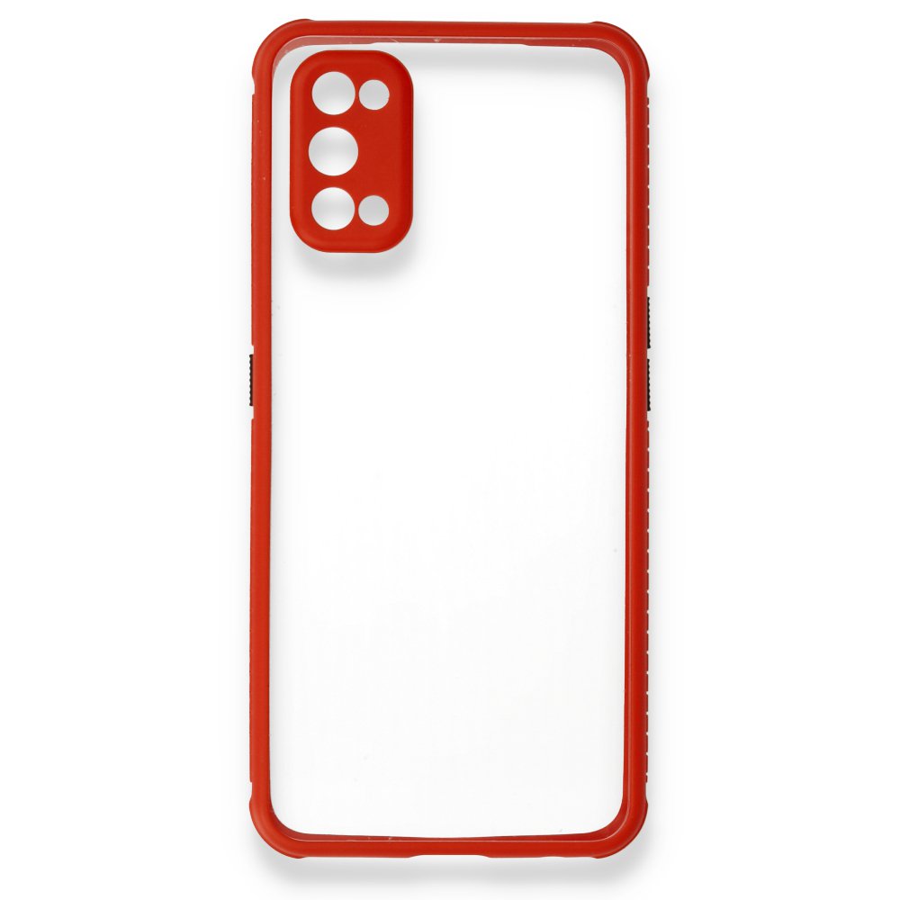 Realme 7 Pro Kılıf Miami Şeffaf Silikon - Kırmızı  Realme 7 Pro Kılıf Miami Şeffaf Silikon - Kırmızı
