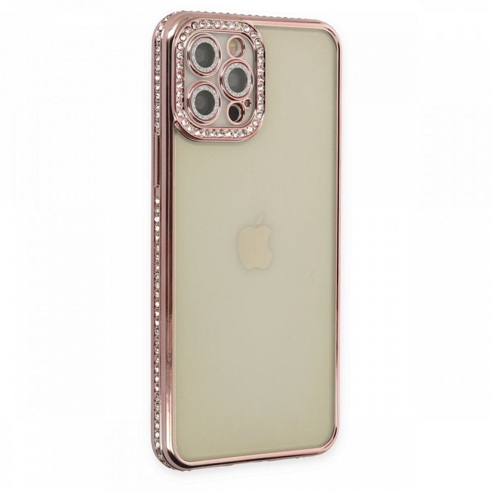  iPhone 12 Pro Kılıf Joke Taşlı Silikon - Pembe