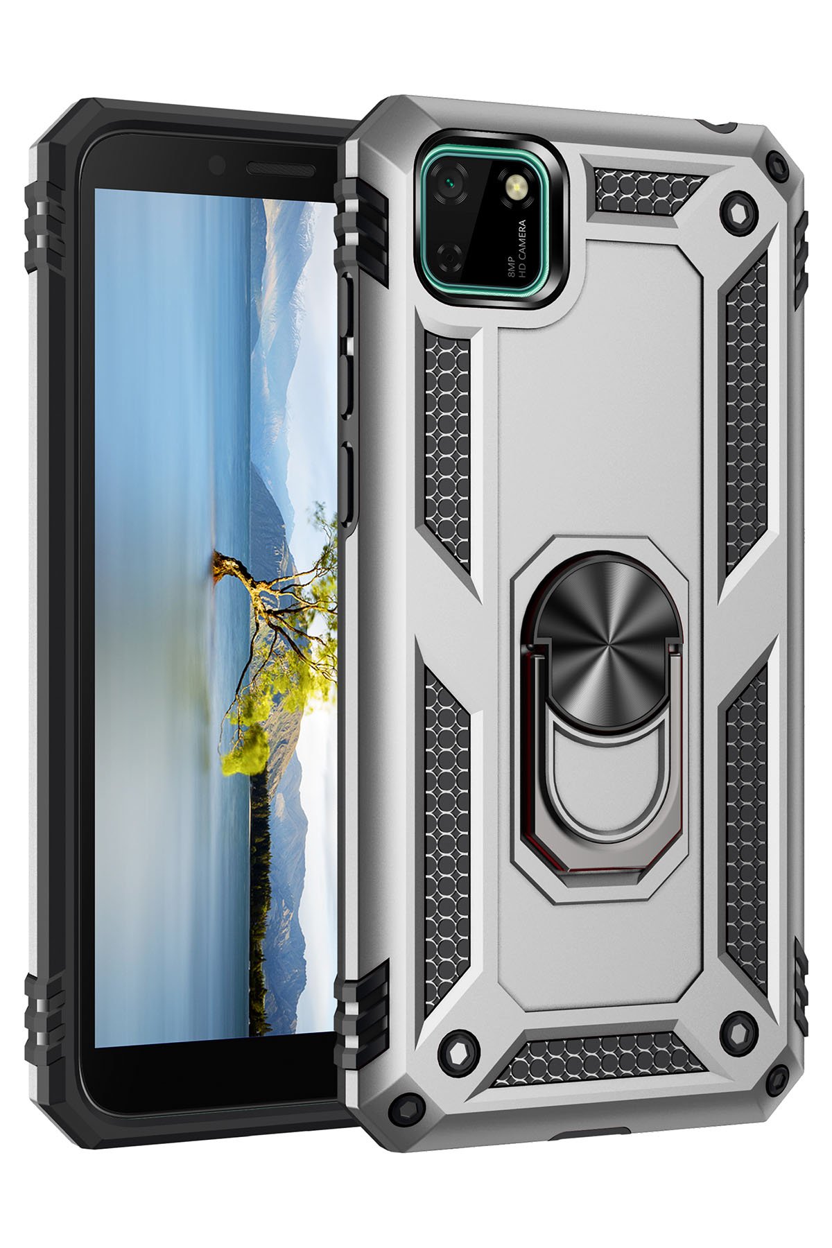 Huawei Y5P Kılıf Sofya Yüzüklü Silikon Kapak - Gümüş Huawei Y5P Kılıf Sofya Yüzüklü Silikon Kapak - Gümüş