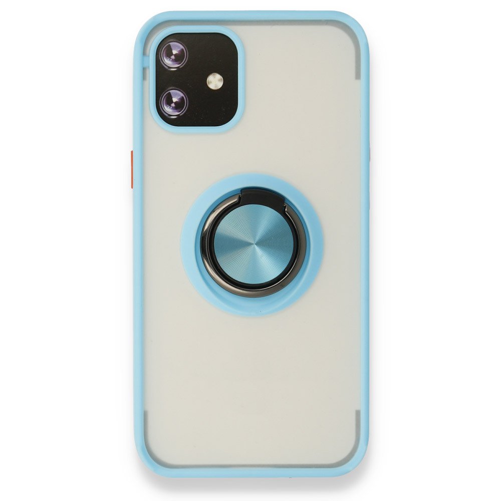 iPhone 12 Mini Kılıf Montreal Yüzüklü Silikon Kapak - Buz Mavi iPhone 12 Mini Kılıf Montreal Yüzüklü Silikon Kapak - Buz Mavi