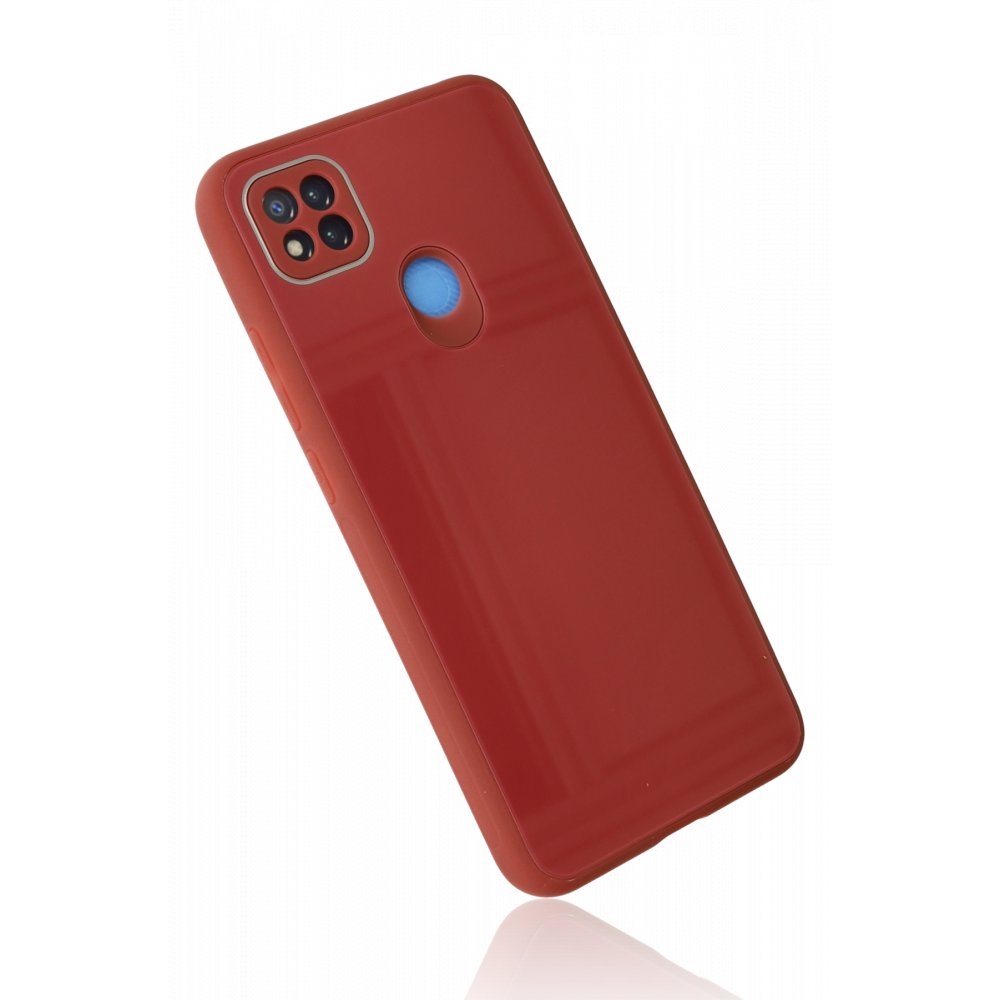 Redmi 9C Kılıf Glass Kapak - Bordo Redmi 9C Kılıf Glass Kapak - Bordo