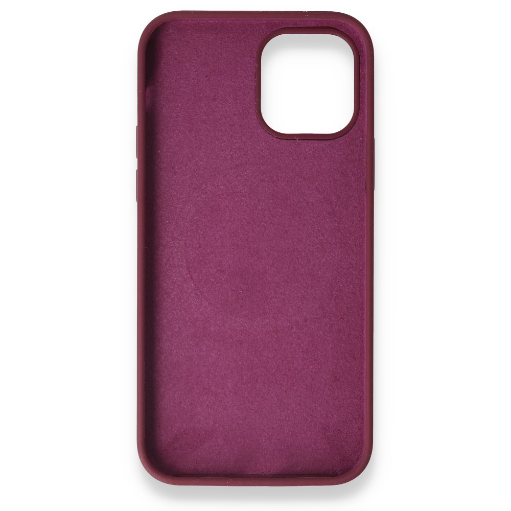  iPhone 12 Kılıf Magneticsafe Lansman Silikon Kapak - Mürdüm