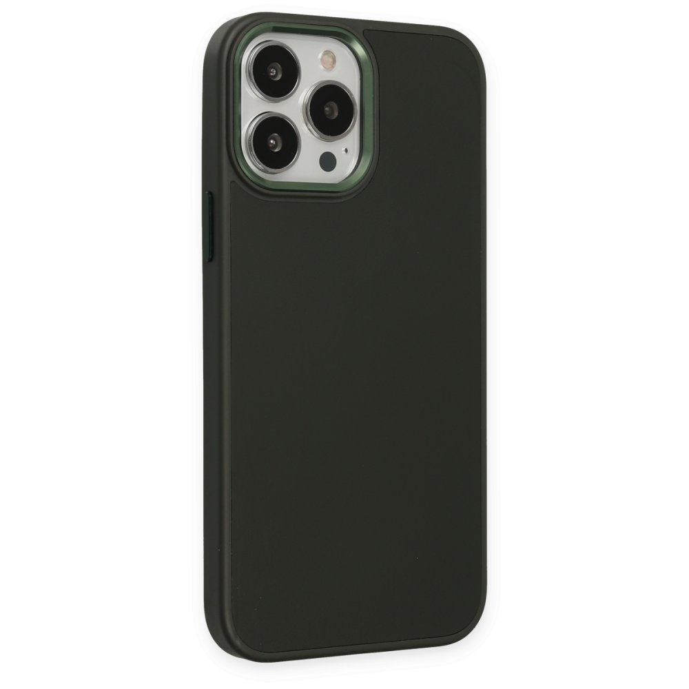  iPhone 13 Pro Kılıf Asya Deri Silikon - Koyu Yeşil