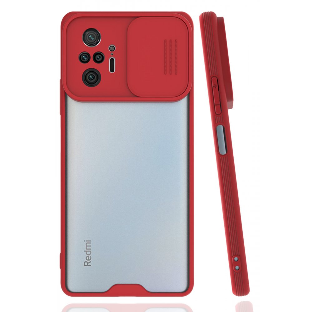 Redmi Note 10 Pro Kılıf Platin Kamera Koruma Silikon - Kırmızı