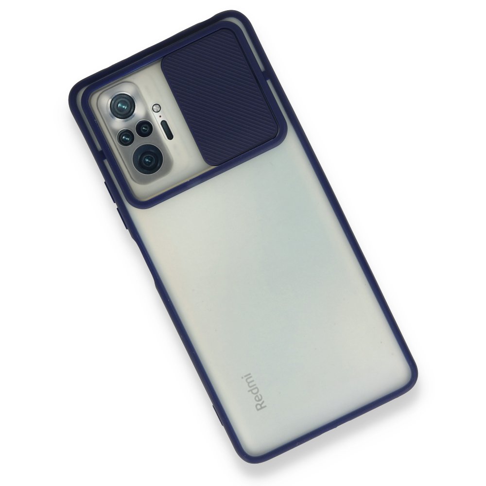 Redmi Note 10 Pro Kılıf Palm Buzlu Kamera Sürgülü Silikon - Lacivert