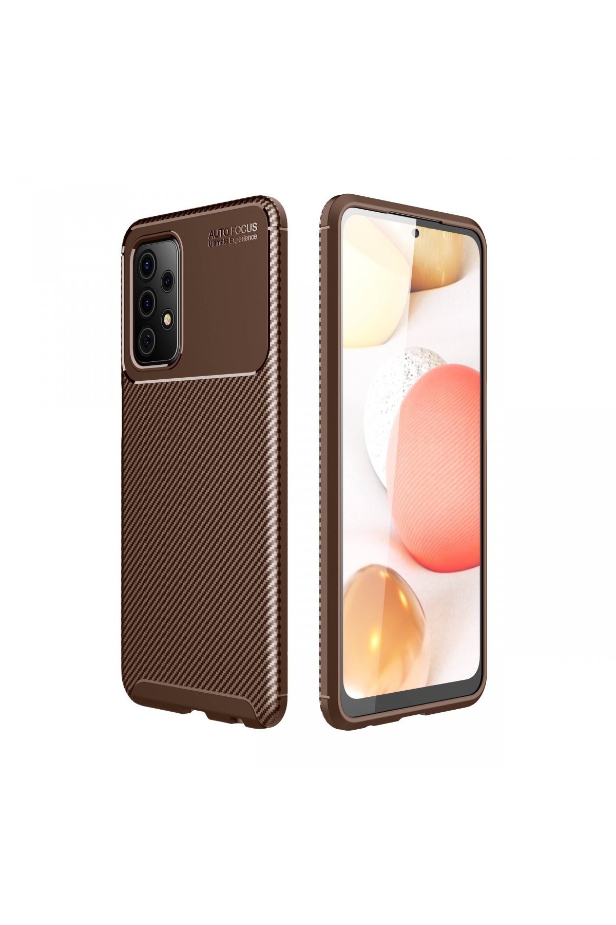  Samsung Galaxy A52S Kılıf Auto Focus Karbon Kapak - Kahverengi