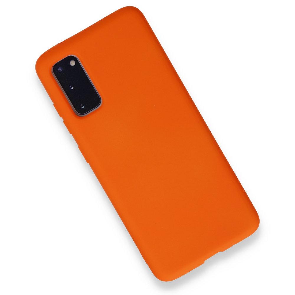  Samsung Galaxy S20 Kılıf Nano içi Kadife Silikon - Turuncu