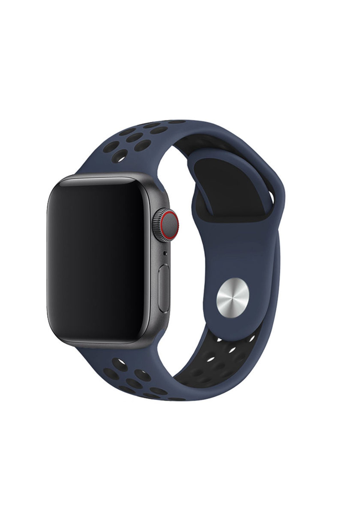  Apple Watch 41mm Spor Delikli Kordon - Mavi-Siyah