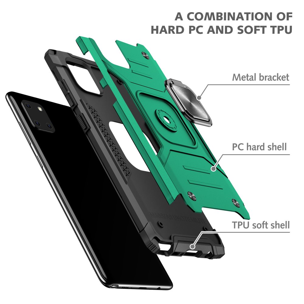  Samsung Galaxy A81 / Note 10 Lite Kılıf Zegna Yüzüklü Silikon Kapak - Koyu Yeşil