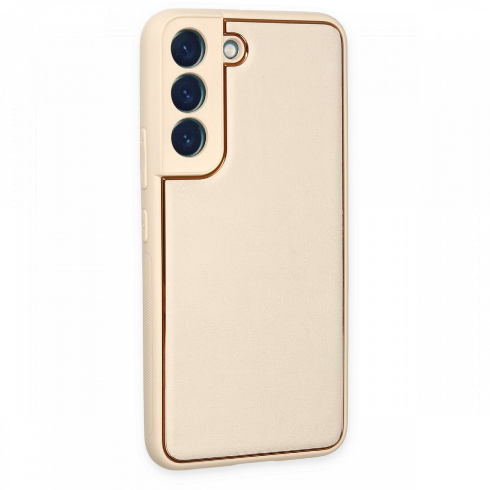  Samsung Galaxy S22 Plus Kılıf Coco Deri Silikon Kapak - Gold