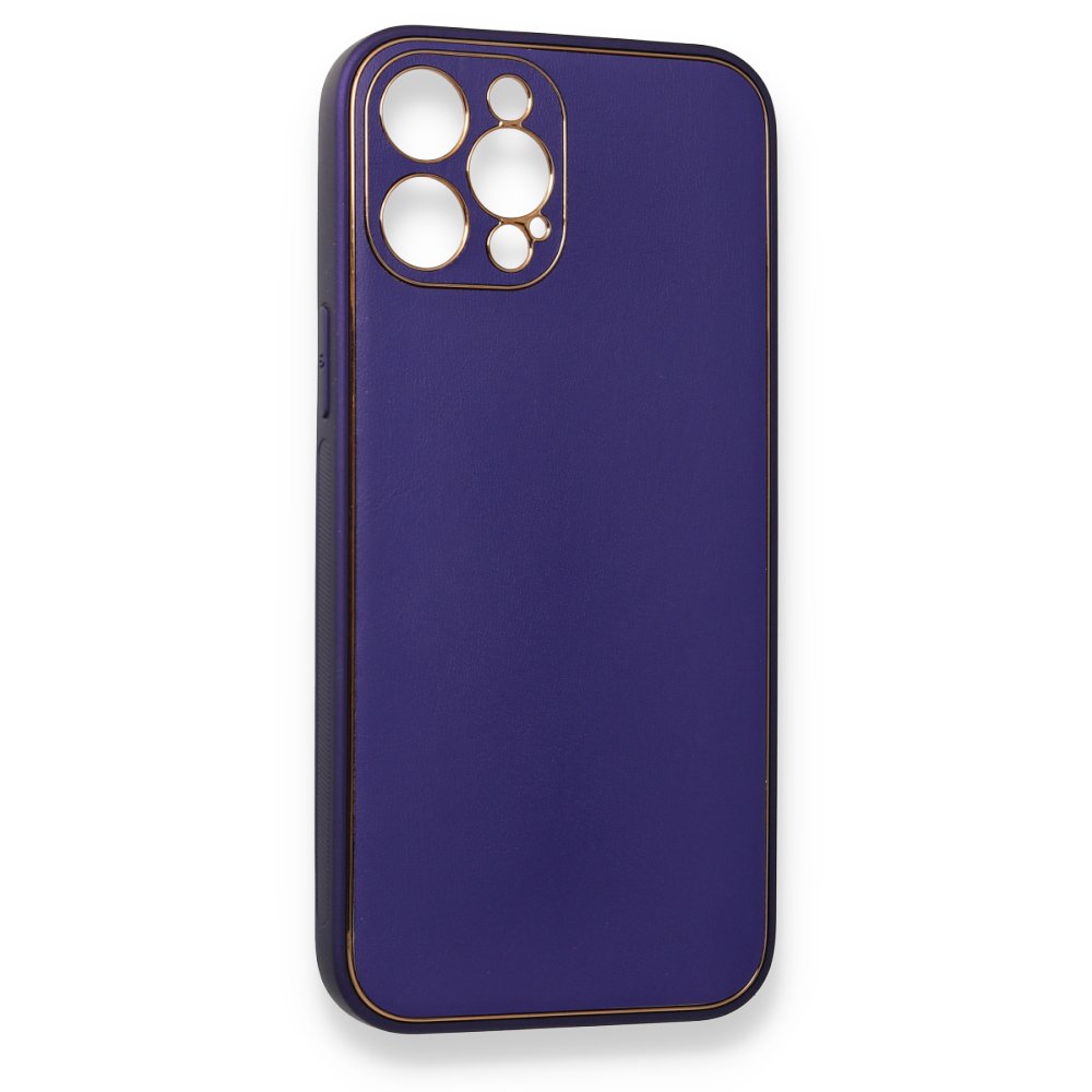  iPhone 12 Pro Kılıf Coco Deri Silikon Kapak - Mor