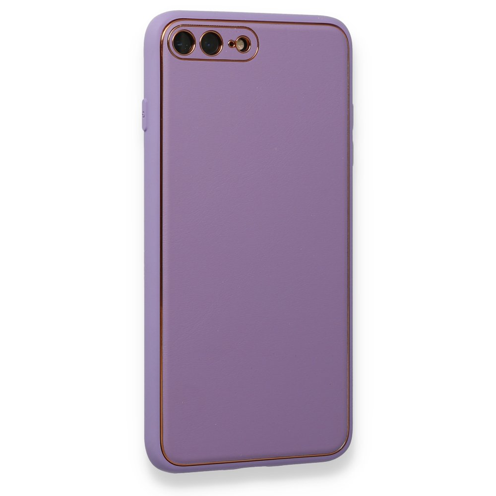 iPhone 8 Plus Kılıf Coco Deri Silikon Kapak - Lila iPhone 8 Plus Kılıf Coco Deri Silikon Kapak - Lila