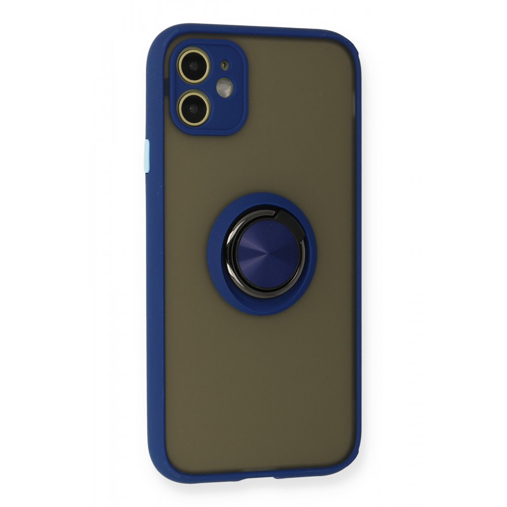 iPhone 11 Kılıf Montreal Yüzüklü Silikon Kapak - Lacivert