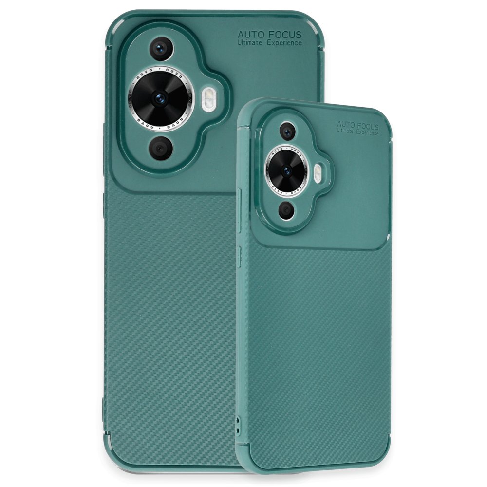Huawei Nova 12S Kılıf Auto Focus Karbon Kapak - Koyu Yeşil Huawei Nova 12S Kılıf Auto Focus Karbon Kapak - Koyu Yeşil
