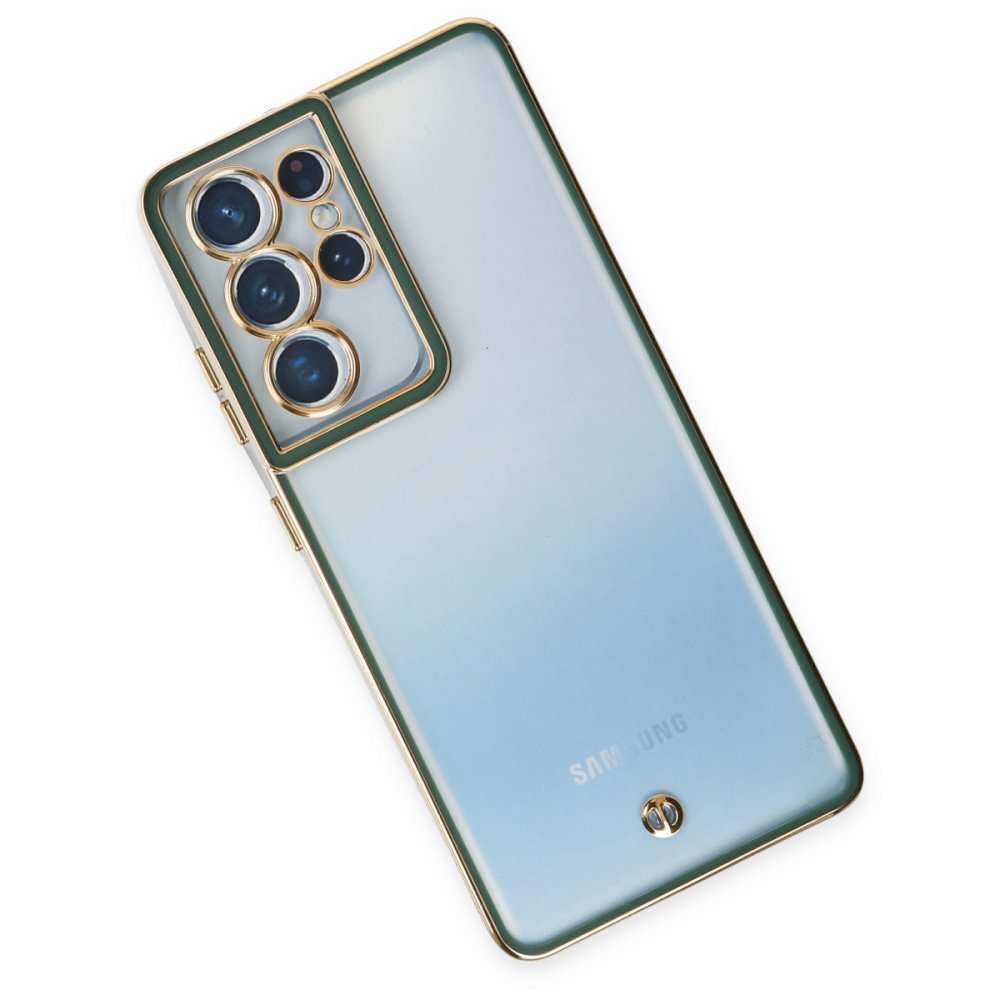  Samsung Galaxy S21 Ultra Kılıf Liva Lens Silikon - Yeşil