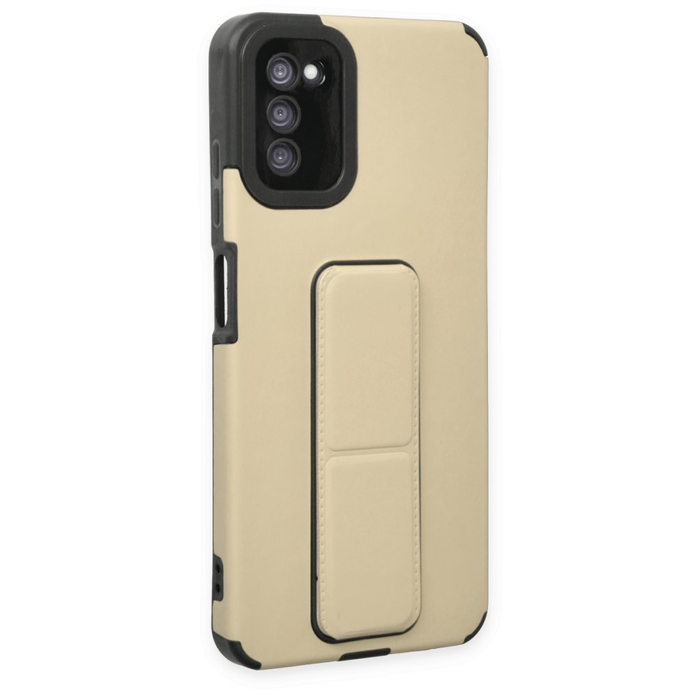  Samsung Galaxy A03S Kılıf Mega Standlı Silikon - Gold