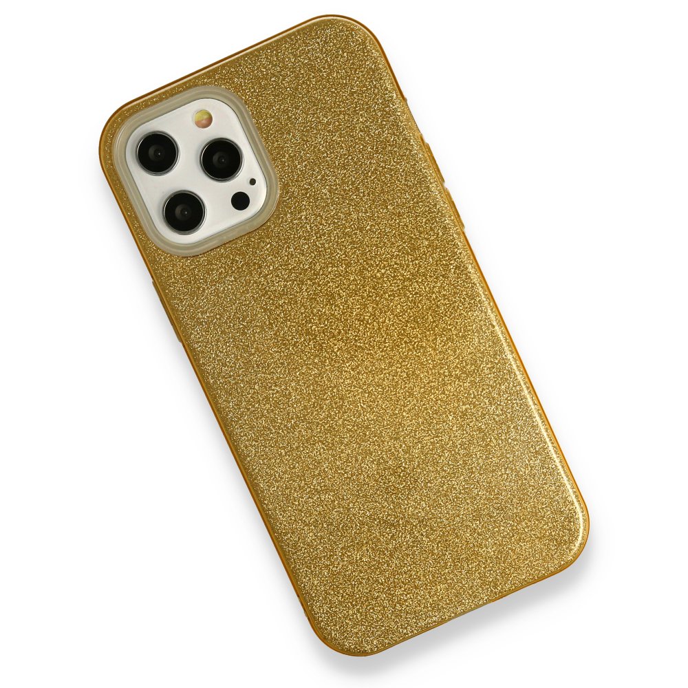  iPhone 12 Pro Max Kılıf Simli Katmanlı Silikon - Gold