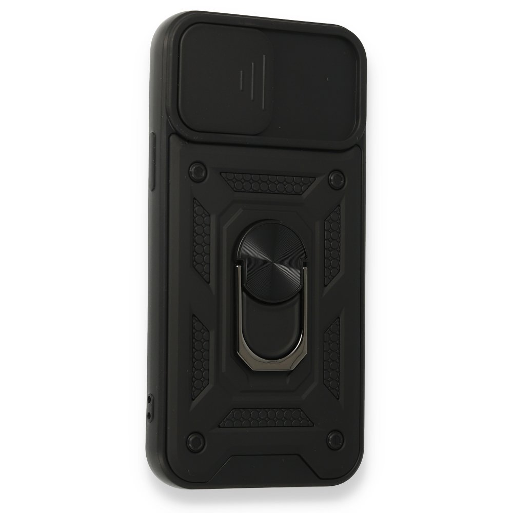  iPhone 12 Pro Kılıf Pars Lens Yüzüklü Silikon - Siyah