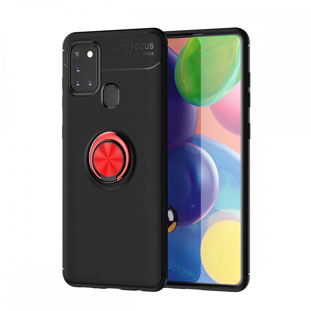  Samsung Galaxy M31 Kılıf Range Yüzüklü Silikon - Siyah-Kırmızı