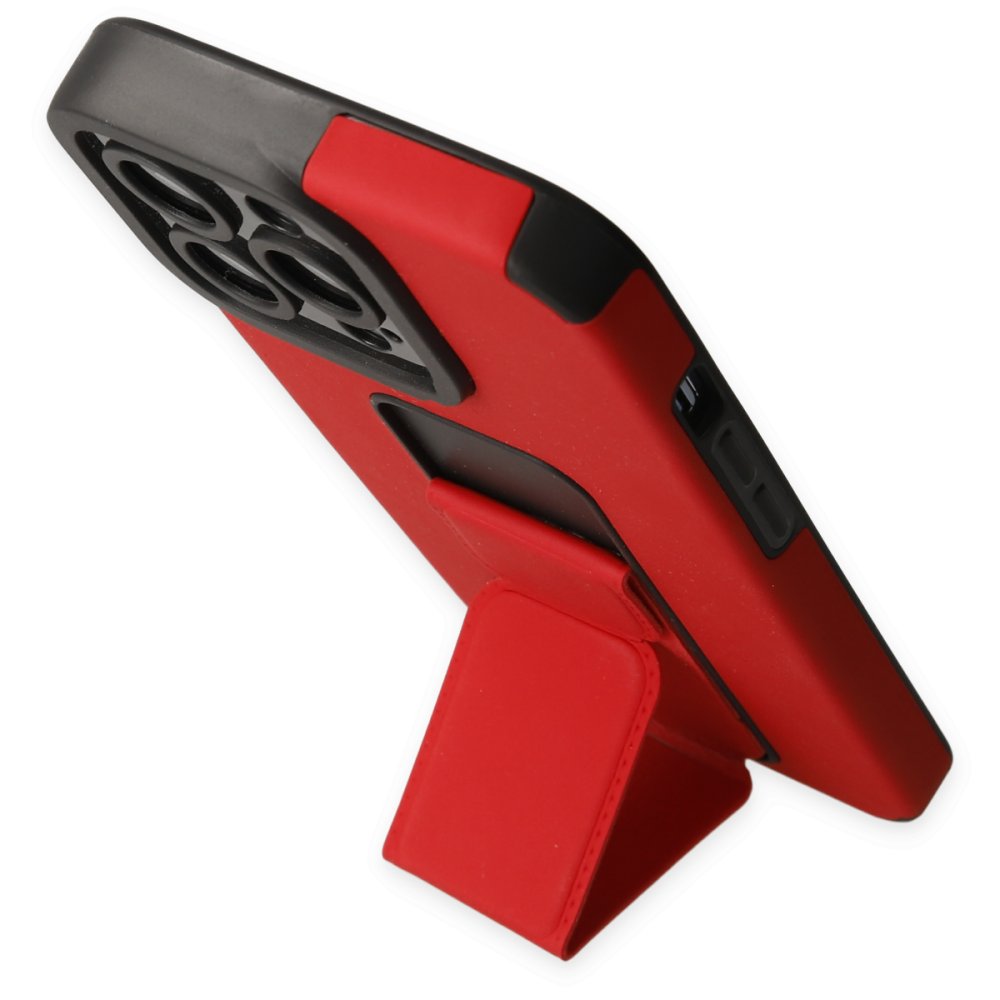 iPhone 13 Pro Kılıf Mega Standlı Silikon - Kırmızı iPhone 13 Pro Kılıf Mega Standlı Silikon - Kırmızı