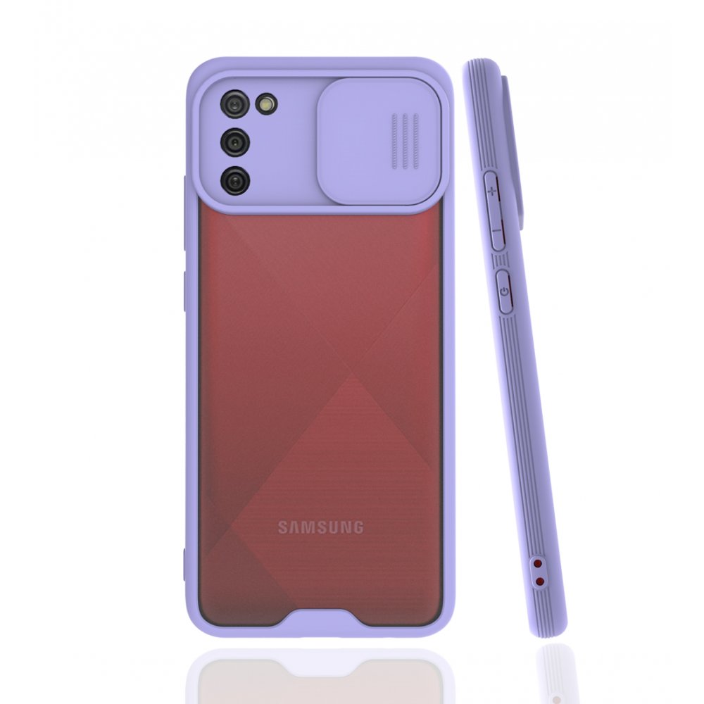  Samsung Galaxy A02S Kılıf Platin Kamera Koruma Silikon - Lila