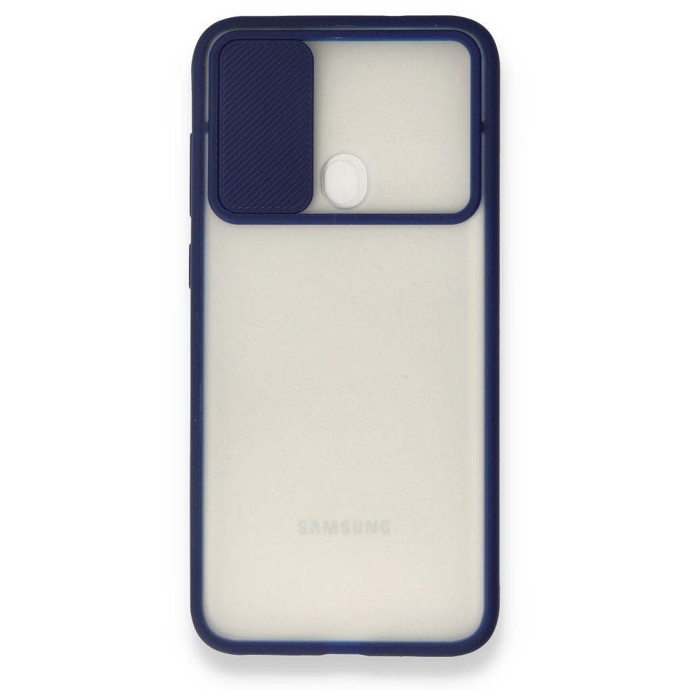  Samsung Galaxy M11 Kılıf Palm Buzlu Kamera Sürgülü Silikon - Lacivert