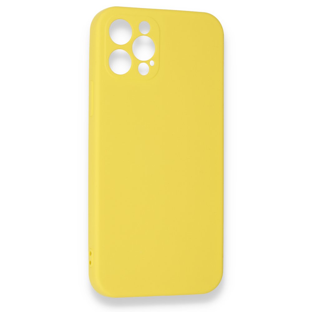  iPhone 12 Pro Max Kılıf Nano içi Kadife Silikon - Sarı