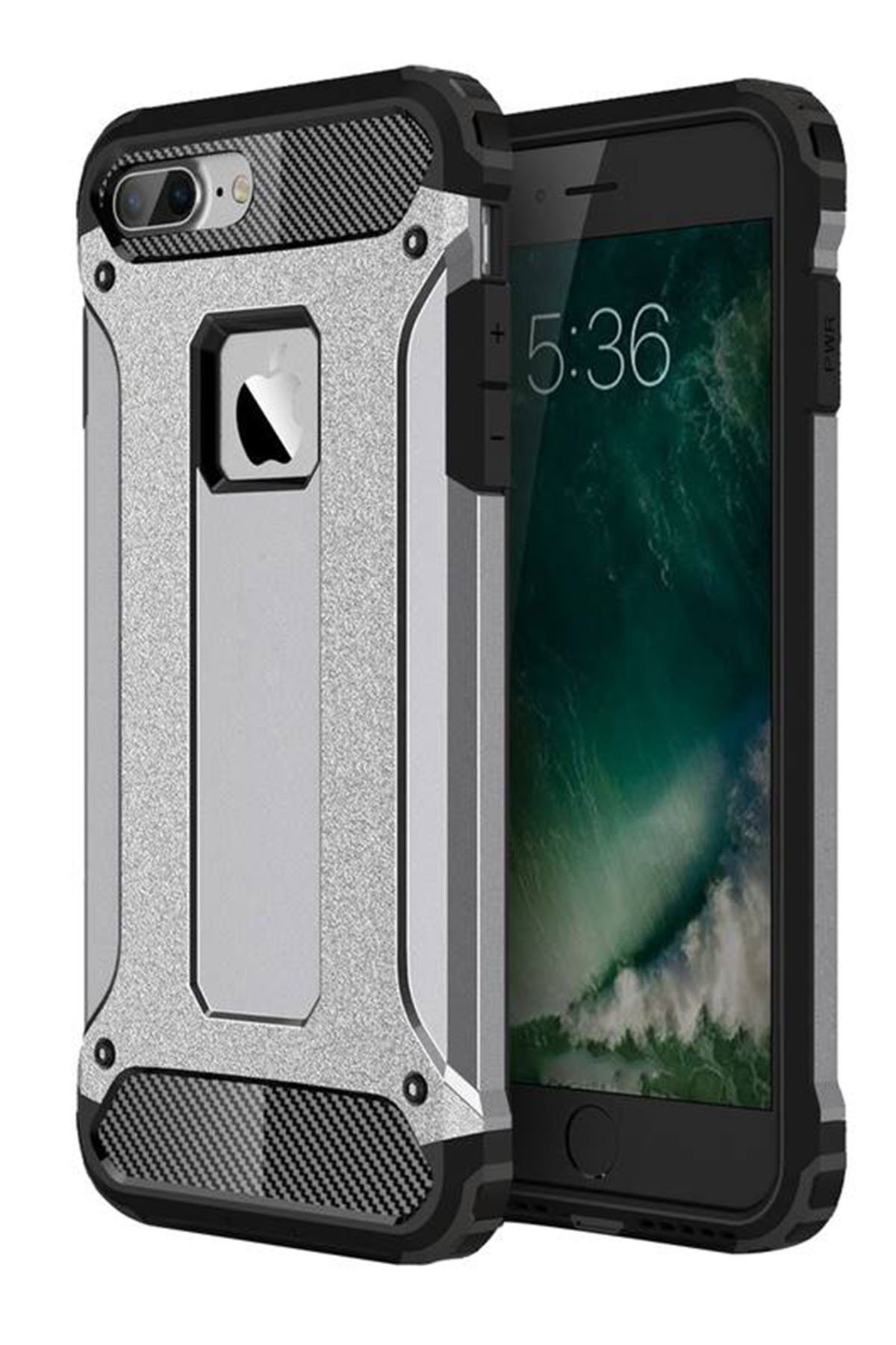  iPhone 8 Plus Kılıf Tank Silikon Kapak - Gümüş