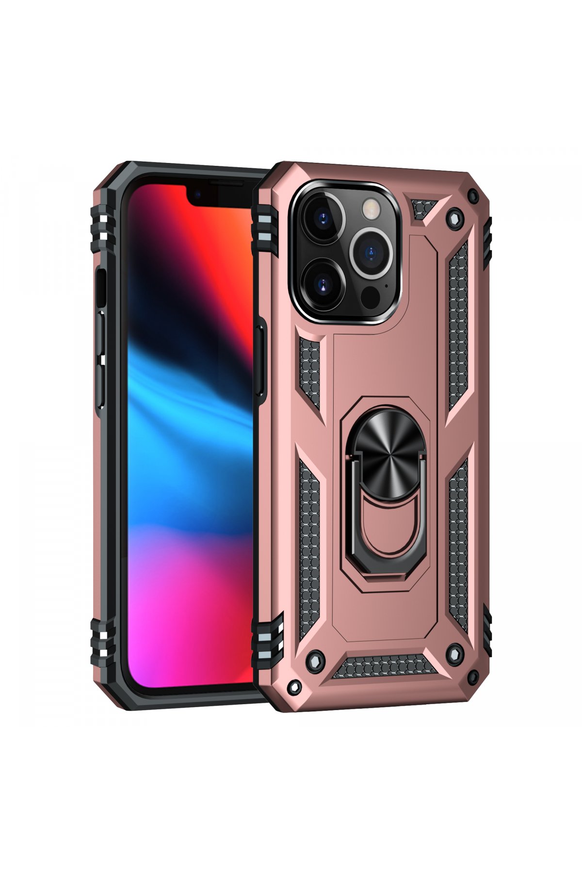 iPhone 13 Pro Kılıf Sofya Yüzüklü Silikon Kapak - Rose