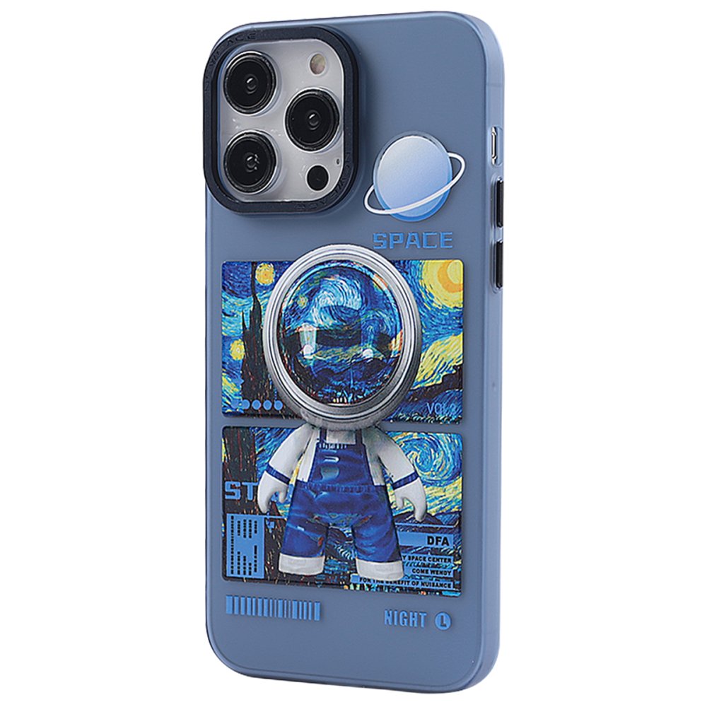  iPhone 14 Pro Max Kılıf Prada Desenli Kapak - Prada Mavi - 1
