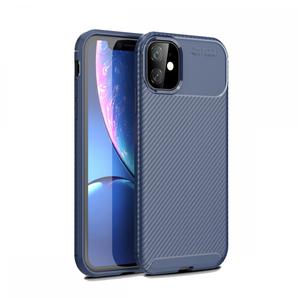  iPhone 11 Kılıf Auto Focus Karbon Kapak - Lacivert