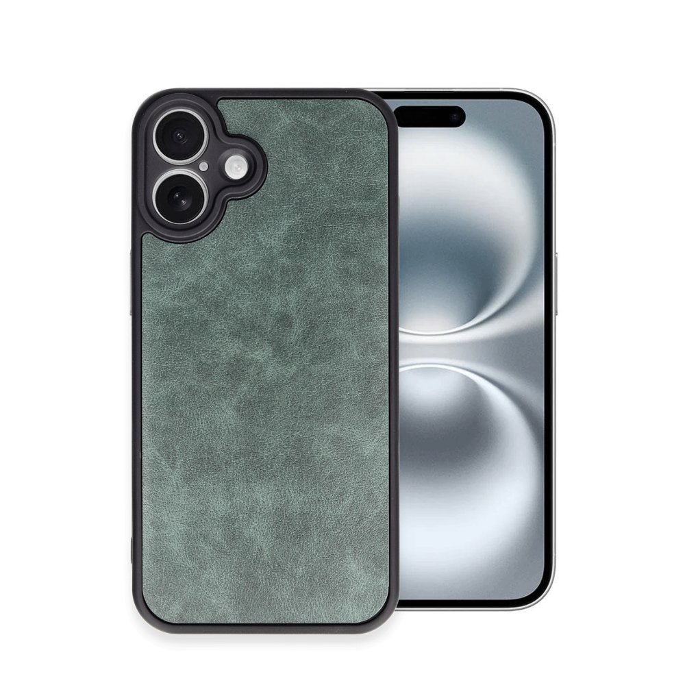  iPhone 16 Kılıf Aras Deri Kapak - Koyu Yeşil