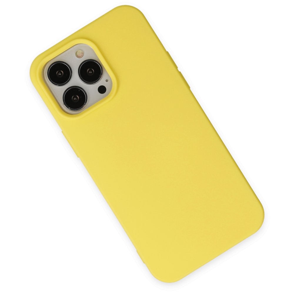 iPhone 15 Pro Kılıf Nano içi Kadife Silikon - Sarı iPhone 15 Pro Kılıf Nano içi Kadife Silikon - Sarı