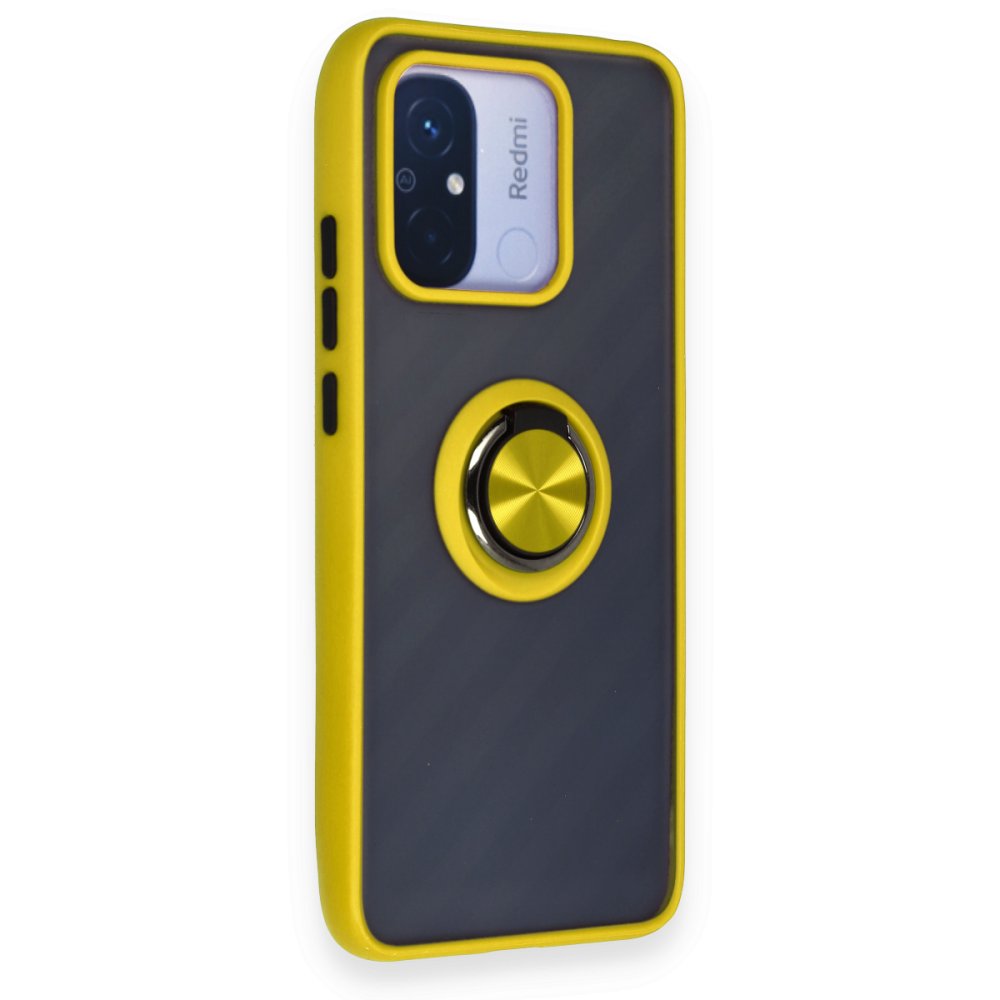 Redmi 12C Kılıf Montreal Yüzüklü Silikon Kapak - Sarı Redmi 12C Kılıf Montreal Yüzüklü Silikon Kapak - Sarı