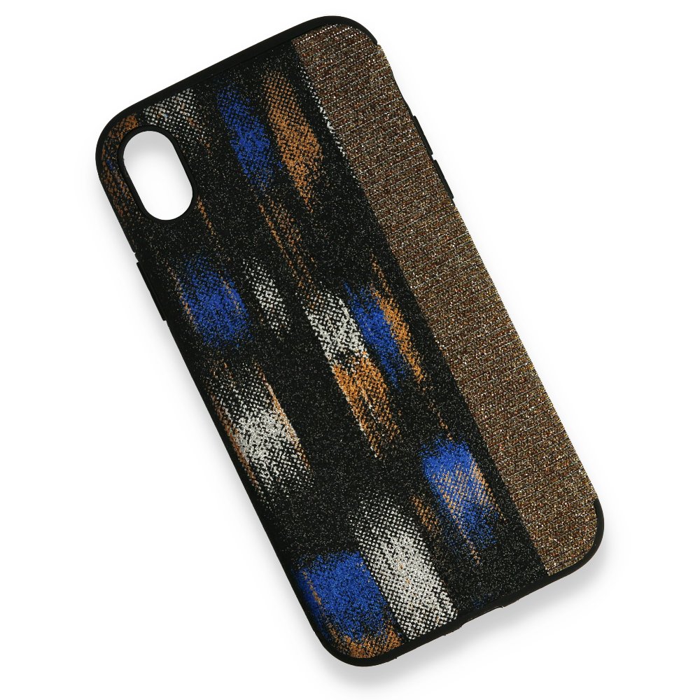  iPhone XR Kılıf Ottoman Simli Silikon - Siyah-Yeşil