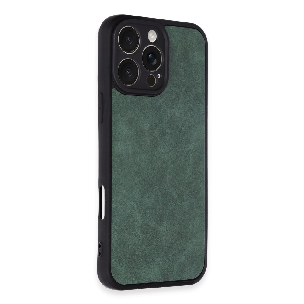 iPhone 16 Pro Kılıf Aras Deri Kapak - Koyu Yeşil iPhone 16 Pro Kılıf Aras Deri Kapak - Koyu Yeşil