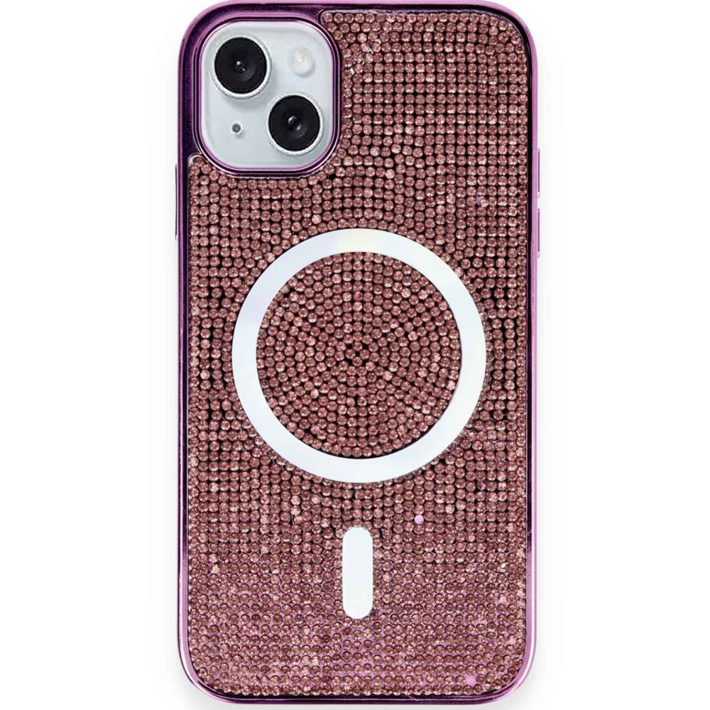  iPhone 15 Kılıf Diamond Magsafe Kapak - Derin Mor