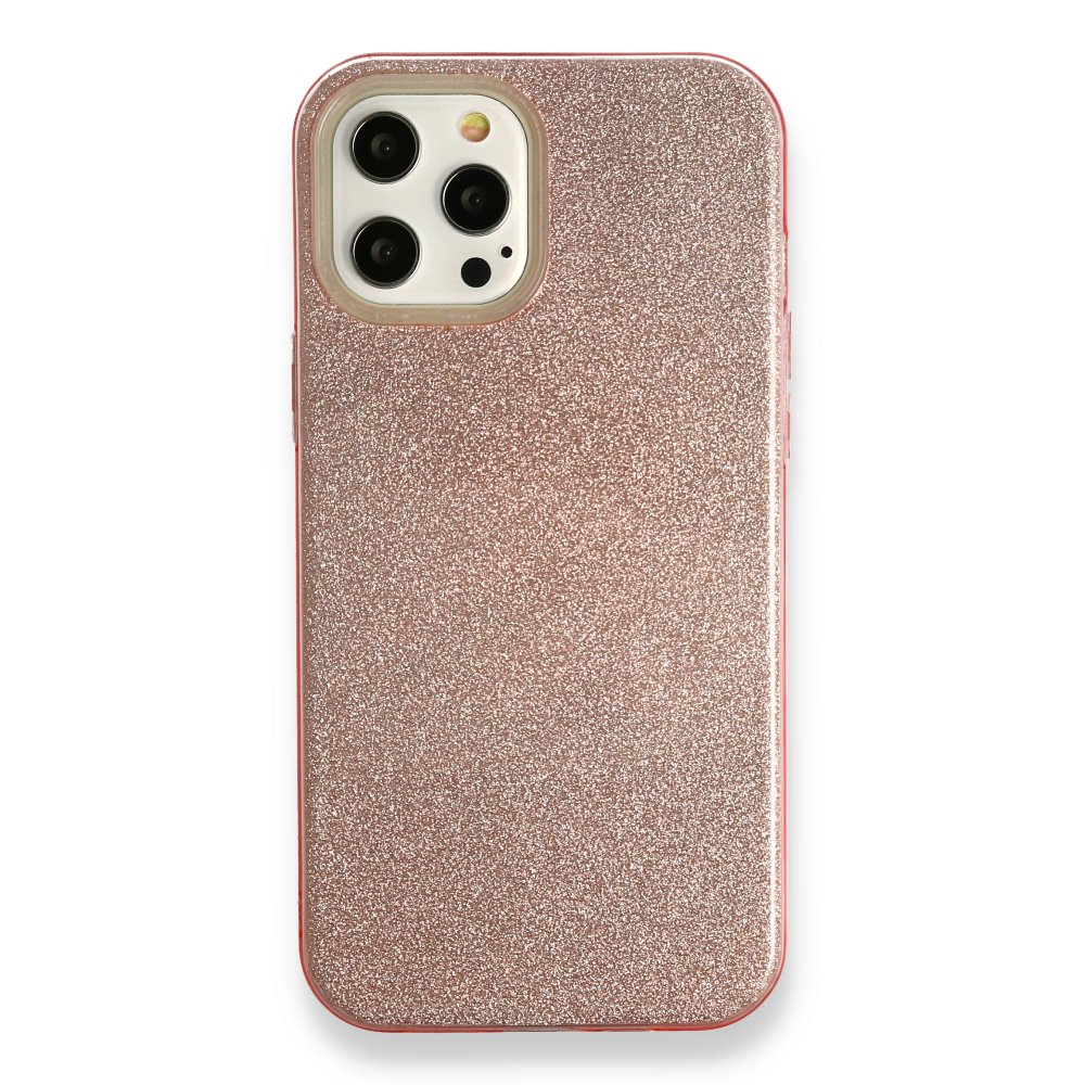  iPhone 12 Pro Kılıf Simli Katmanlı Silikon - Rose
