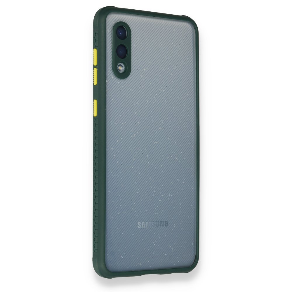  Samsung Galaxy A02 Kılıf Miami Şeffaf Silikon - Koyu Yeşil