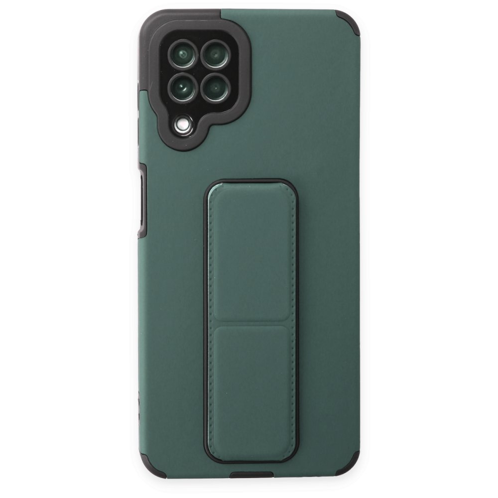  Samsung Galaxy M32 Kılıf Mega Standlı Silikon - Yeşil