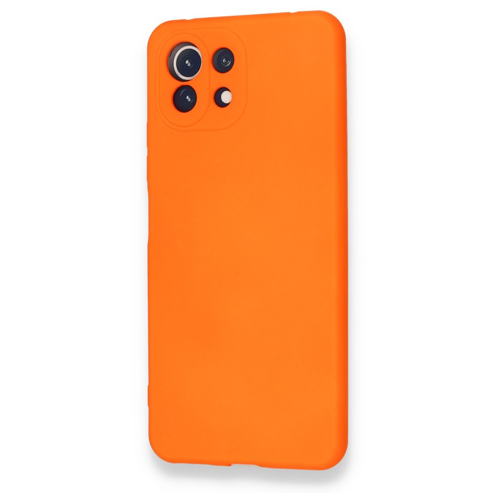 Xiaomi Mİ 11 Lite Kılıf Nano içi Kadife Silikon - Turuncu  Xiaomi Mİ 11 Lite Kılıf Nano içi Kadife Silikon - Turuncu