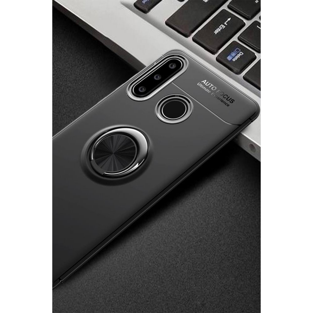 Huawei Y6P Kılıf Range Yüzüklü Silikon - Siyah  Huawei Y6P Kılıf Range Yüzüklü Silikon - Siyah